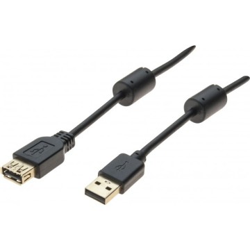 RALLONGE USB 2.0 A / OR + FERRITES NOIRE - 5,0 m149674